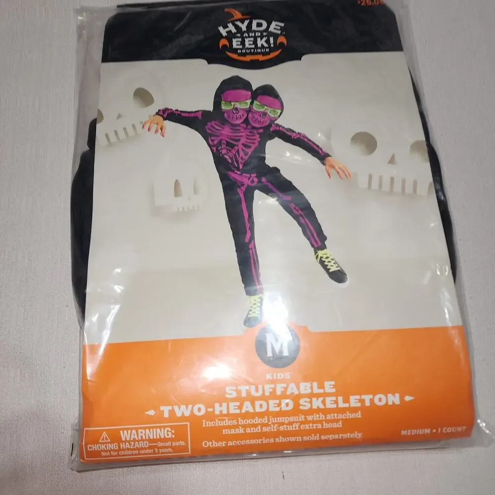 Hyde and eek kids size medium stuffable two headed skeleton